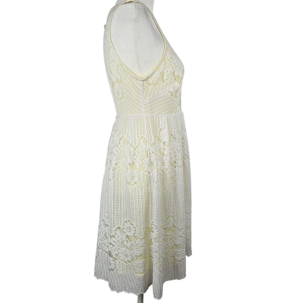 Free People Lace Fit & Flare Dress Women 2 Cream Yellow‎ Open Back Sleeveless